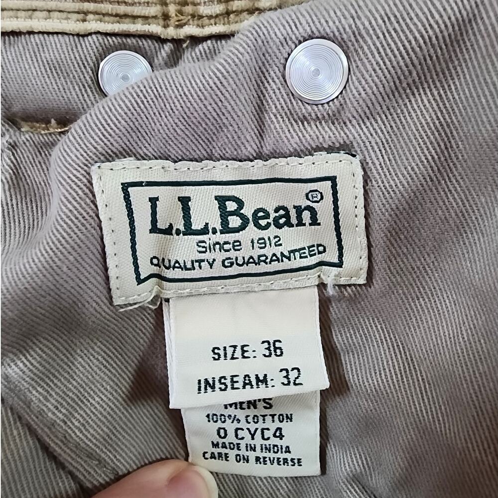 L. L. Bean Men's 36x32 Tan Corduroy Pants Standard Fit 5-Pocket Cotton Casual - Picture 11 of 12